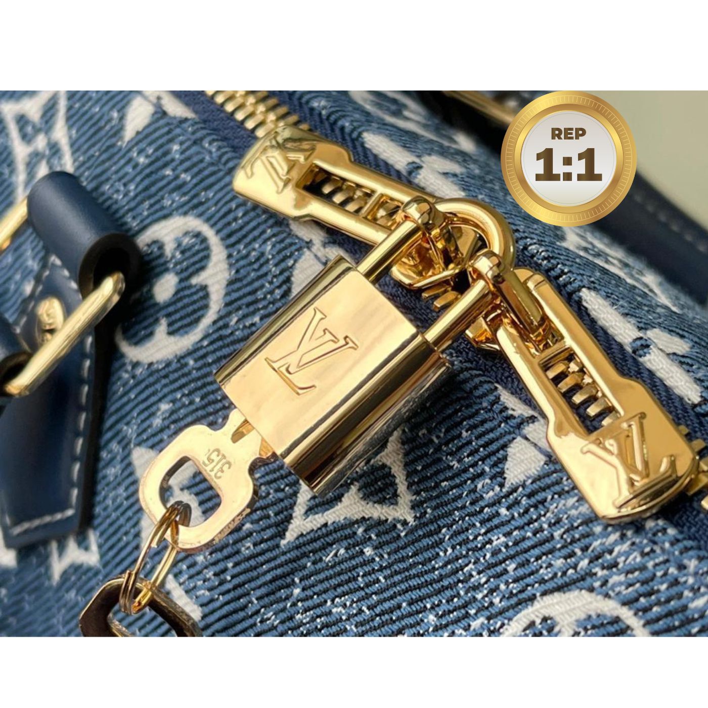 [REP 1:1] Louis Vuitton Speedy Bandouliere 25 Monogram Denim Jacquard Navy Blue 9.8in/25cm